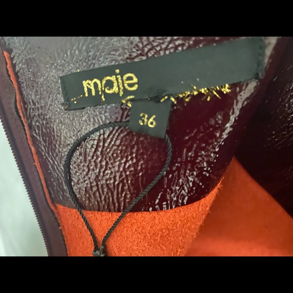 Maje Burgundy Wine Leather Skirt - Picture 4 of 5